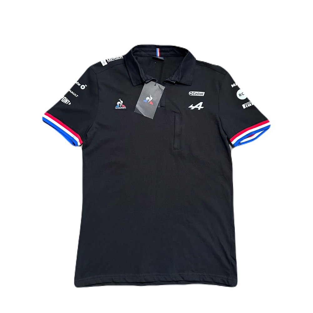 Le Coq Sportif Alpine F1 Racing A Team 2021 Black Polo Shirt Mens Size Small NEW